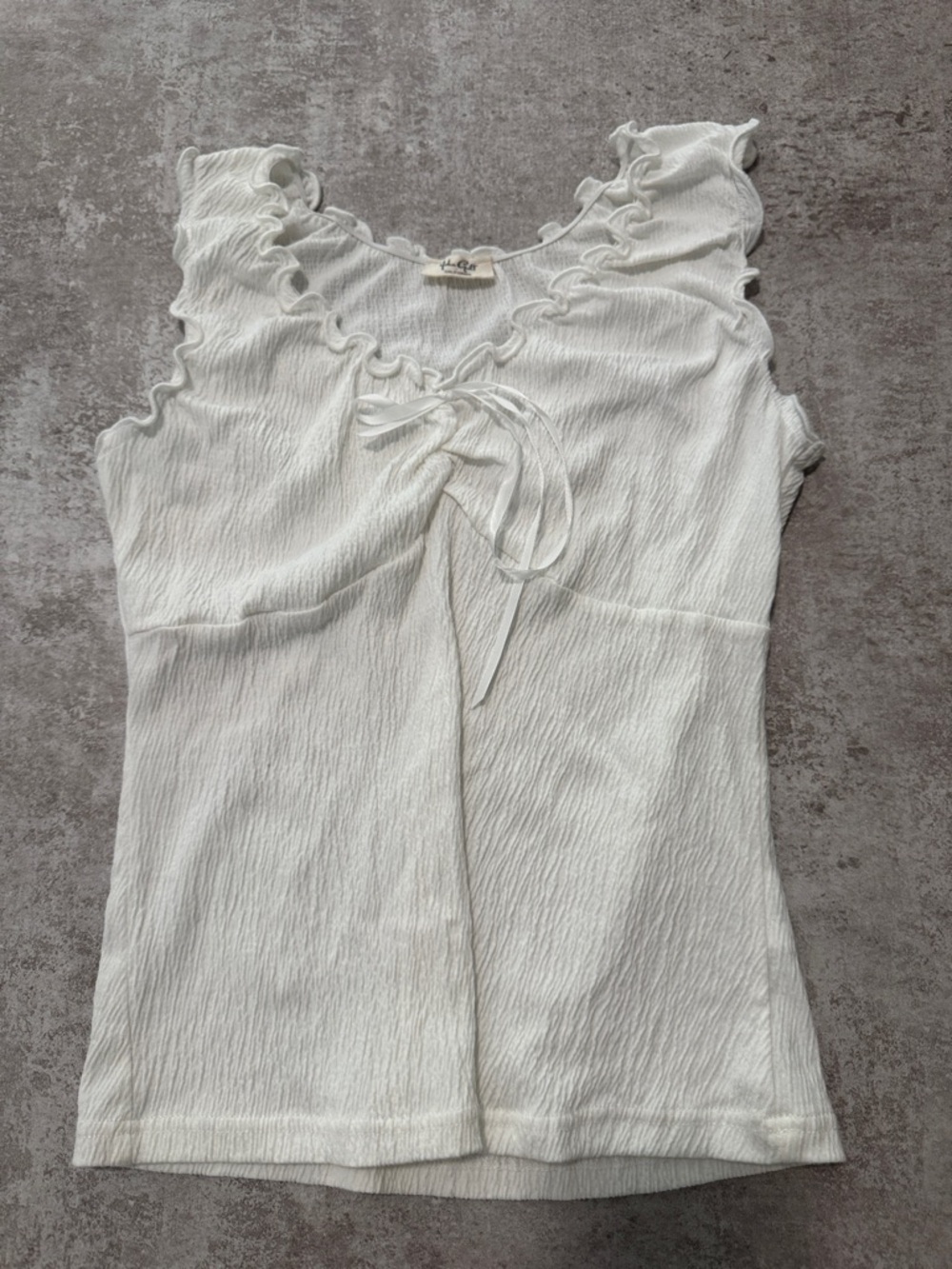 Brandy Melville White Ruffle Tie Front Tank Top